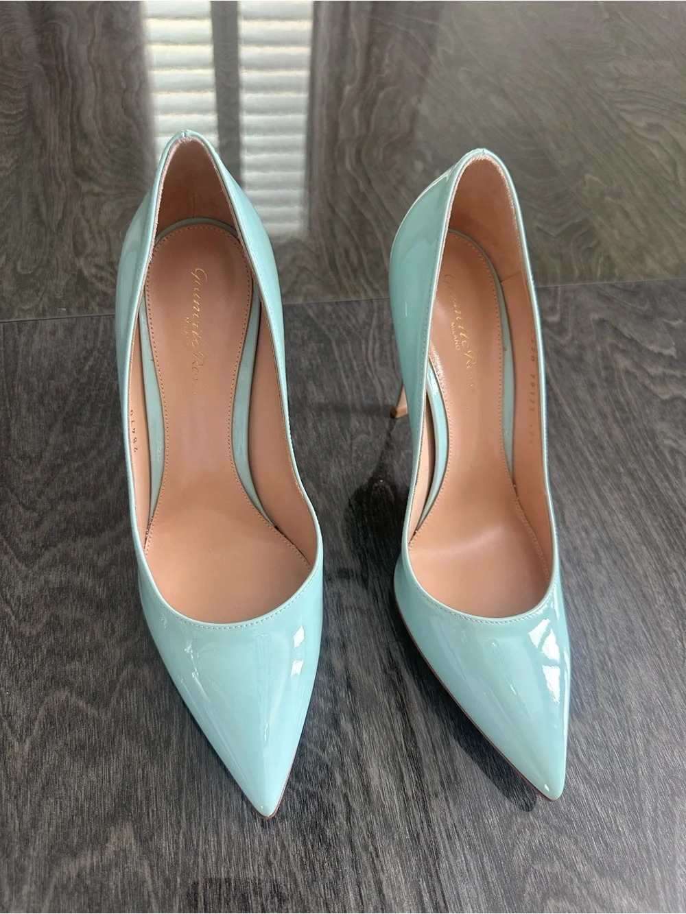 Gianvito Rossi Mint Patent Pointed-Toe Pumps - Picture 1 of 4